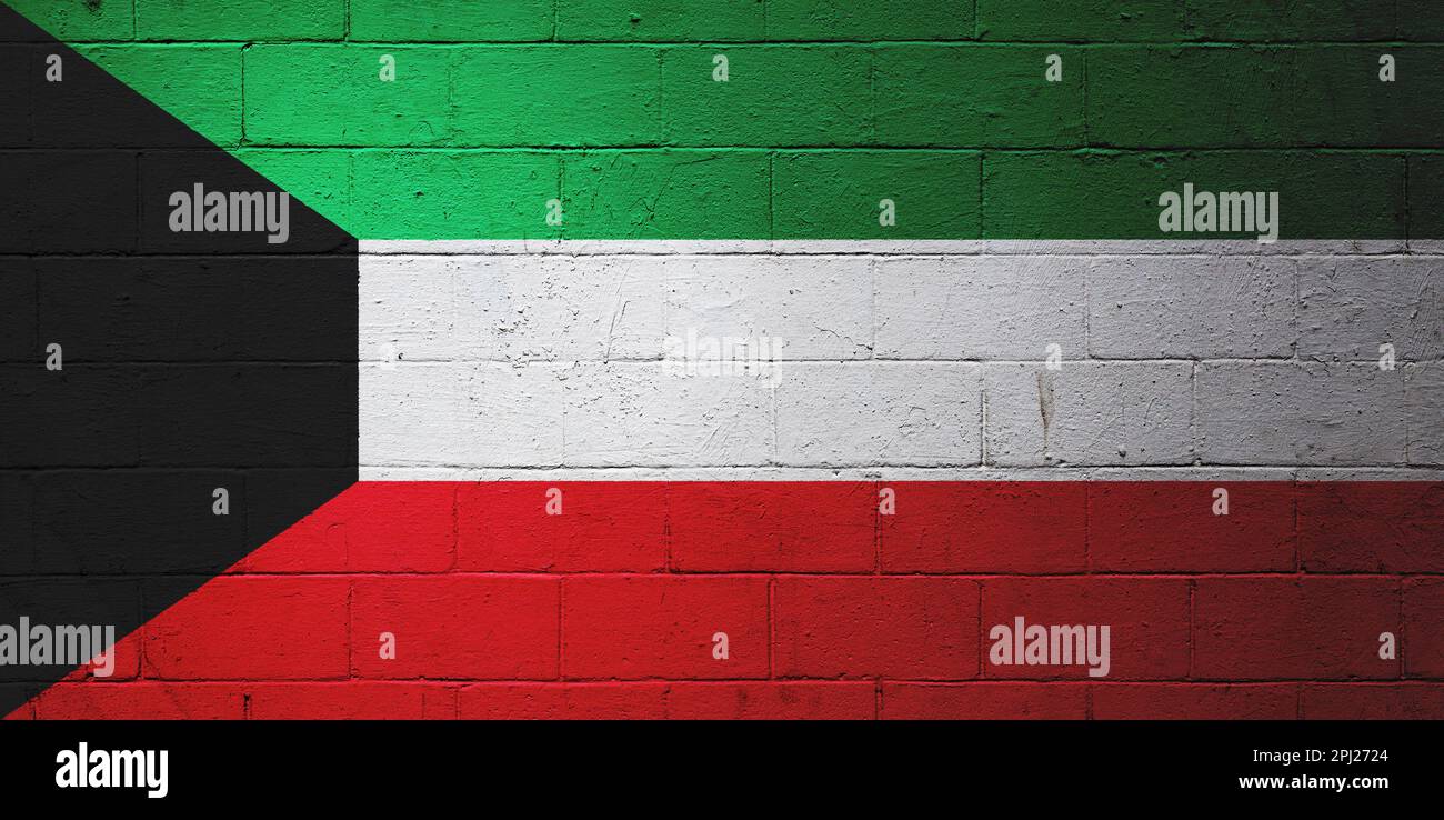 Flag of Kuwait painted on a cinder block wall Stock Photo Alamy