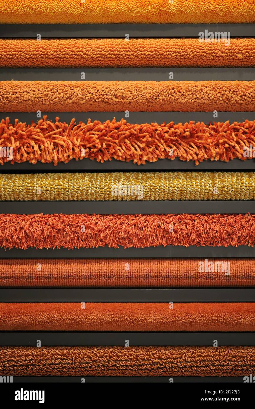 Assortment of textures of various colored fabrics close-up Stock Photo ...
