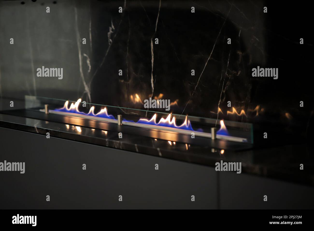 Burning eco bio ethanol fireplace Stock Photo Alamy
