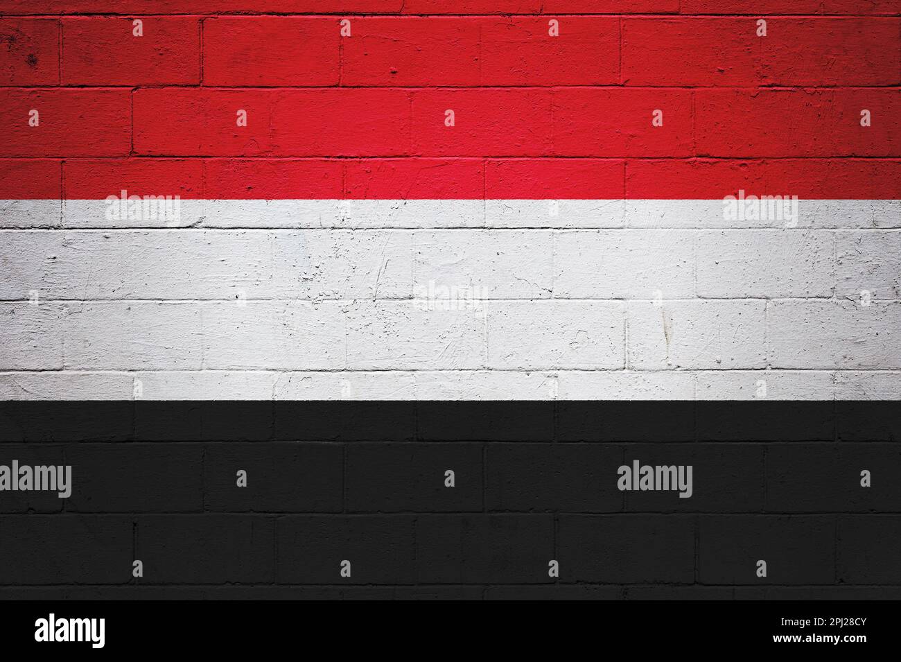 Flag of Yemen painted on a cinder block wall Stock Photo - Alamy