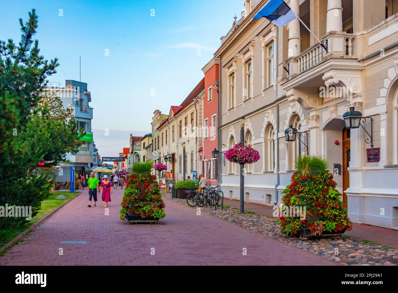 PГ¤rnu, Estonia, July 1, 2022: Nightlife in streets of PГ¤rnu, Estonia ...