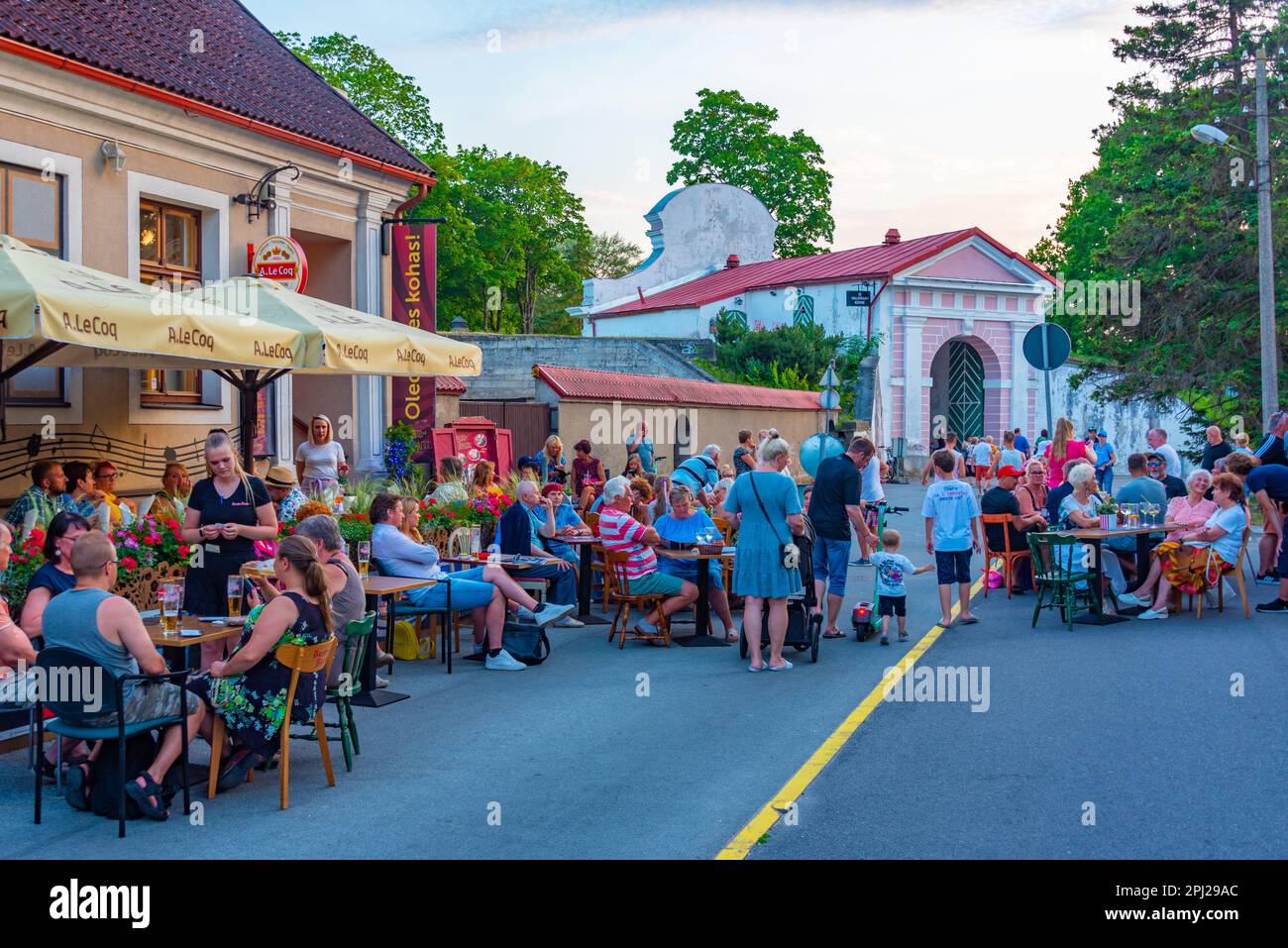 PГ¤rnu, Estonia, July 1, 2022: Nightlife in streets of PГ¤rnu, Estonia ...