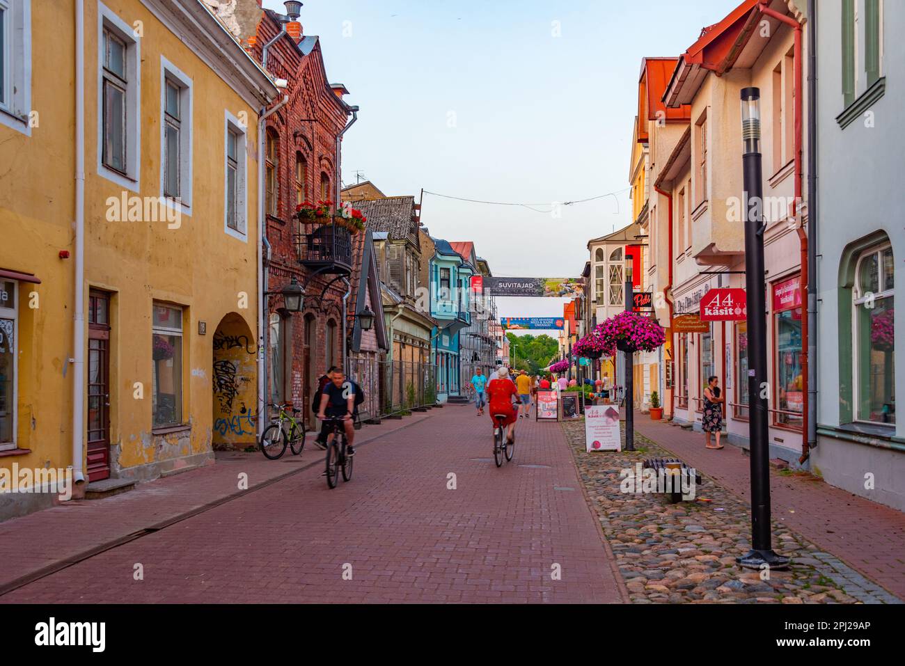 PГ¤rnu, Estonia, July 1, 2022: Nightlife in streets of PГ¤rnu, Estonia ...