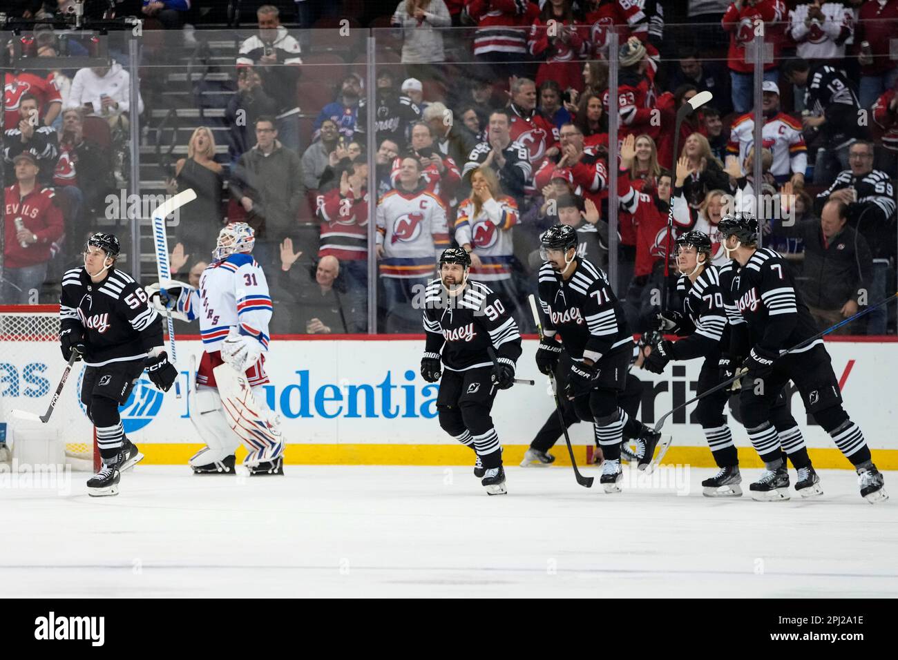 New Jersey Devils' Jesper Boqvist (70) during the second period of an NHL  hockey game against the Los Angeles Kings Thursday, Feb. 23, 2023, in  Newark, N.J. (AP Photo/Frank Franklin II Stock
