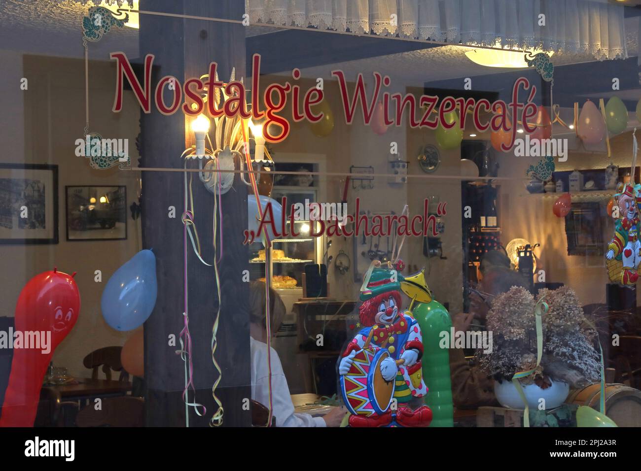 Nostalgie Winzercafe - Alt Bacharach (Bacharach am Rhein), ???,  Mainz-Bingen district, Germany Stock Photo