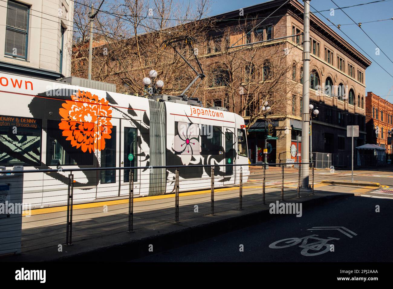 First Hill line of the Seattle "Japantown "Streetcar arriving in