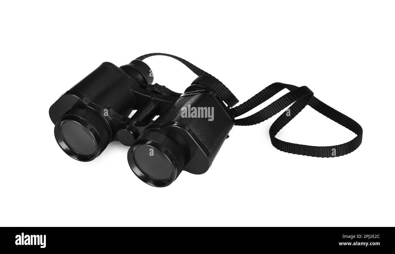 Modern binoculars isolated on white. Optical instrument Stock Photo Alamy