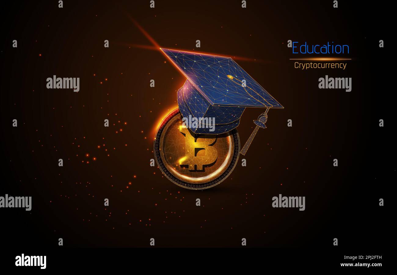 International Graduation cap on Bitcoin Cryptocurrency. Bitcoin is modern  of Exchange Digital payment, Education certificate of Abroad program  .modern Stock Photo - Alamy