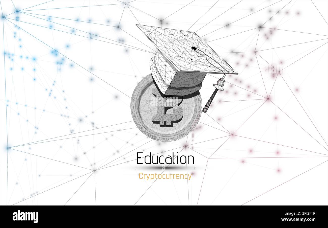 International Graduation cap on Bitcoin Cryptocurrency. Bitcoin is modern  of Exchange Digital payment, Education certificate of Abroad program  .modern Stock Photo - Alamy