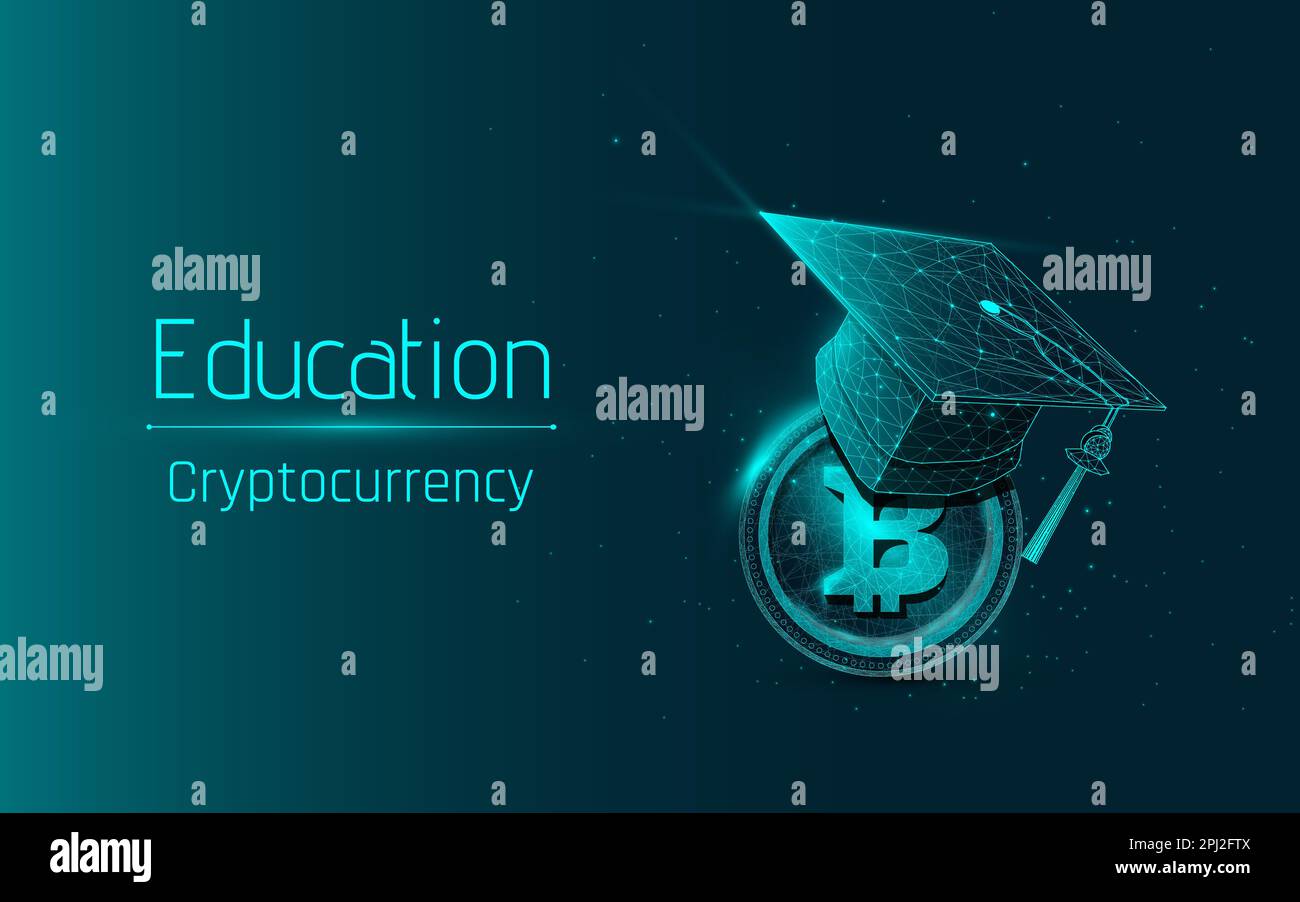 International Graduation cap on Bitcoin Cryptocurrency. Bitcoin is modern  of Exchange Digital payment, Education certificate of Abroad program  .modern Stock Photo - Alamy