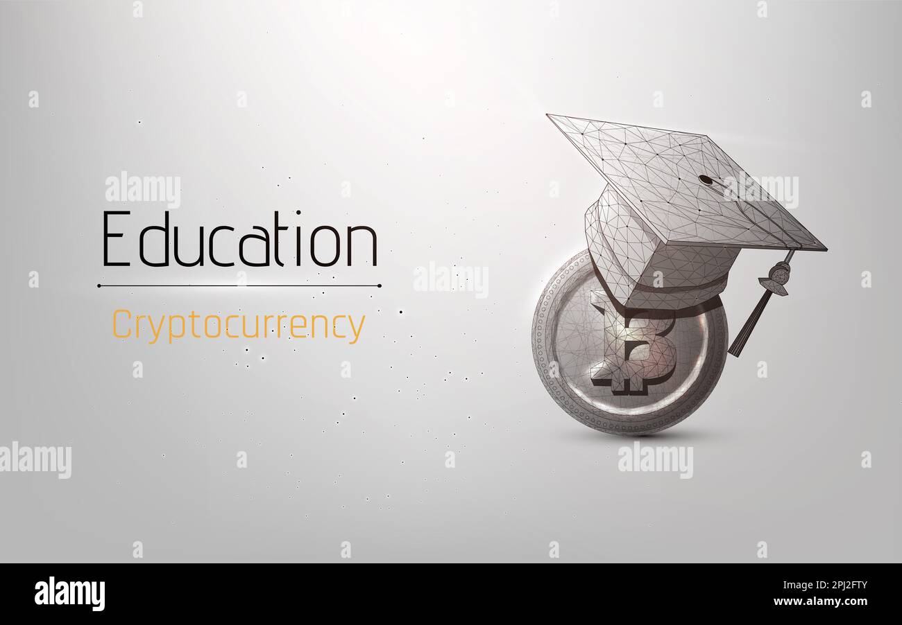 International Graduation cap on Bitcoin Cryptocurrency. Bitcoin is modern  of Exchange Digital payment, Education certificate of Abroad program  .modern Stock Photo - Alamy