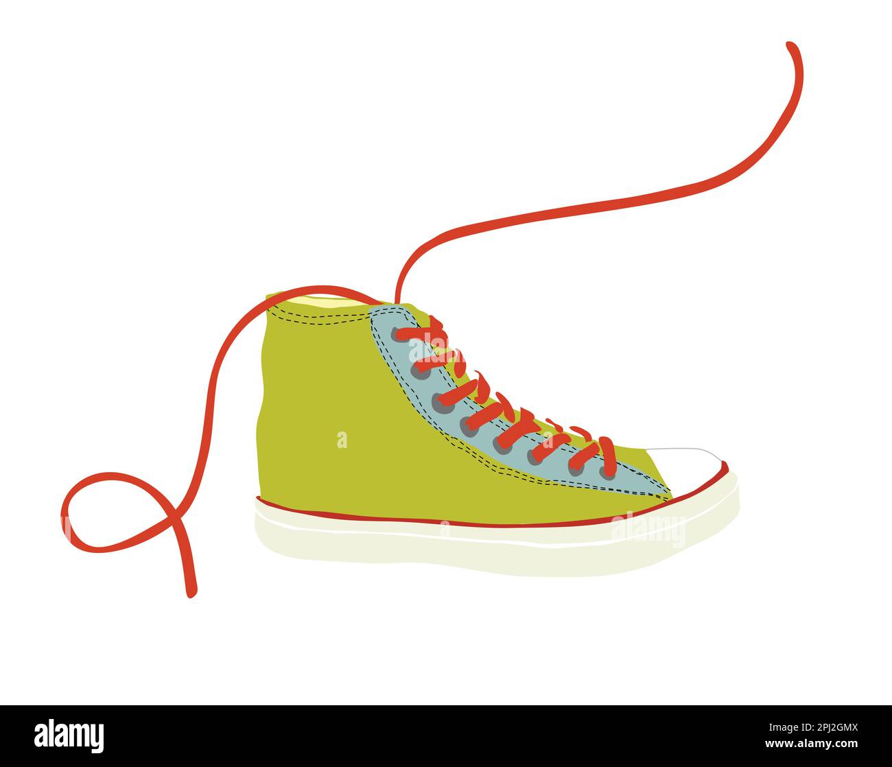 One green youth hipster sneaker illustration isolated. Running shoe
