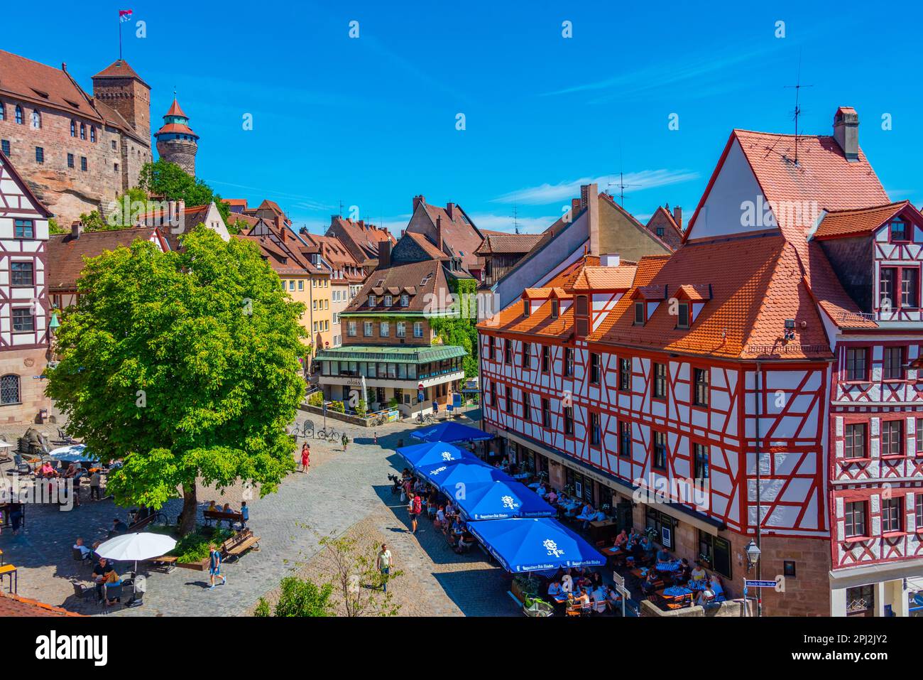 Nürnberg, Germany, August 11, 2022 Timber houses in the old town of