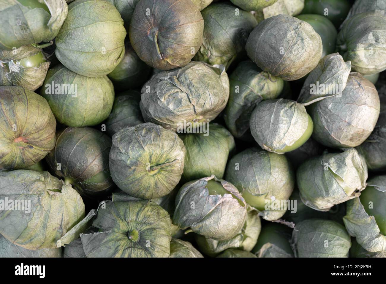 Close up of some green tomatoes in a street market stall Stock Photo ...