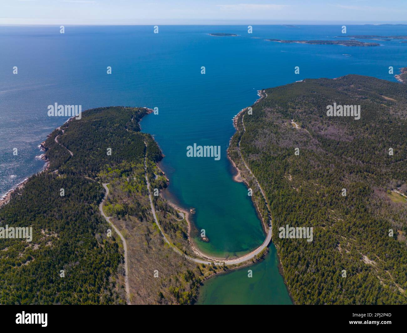 Acadia National Park aerial view including Cadillac Mountain and Otter