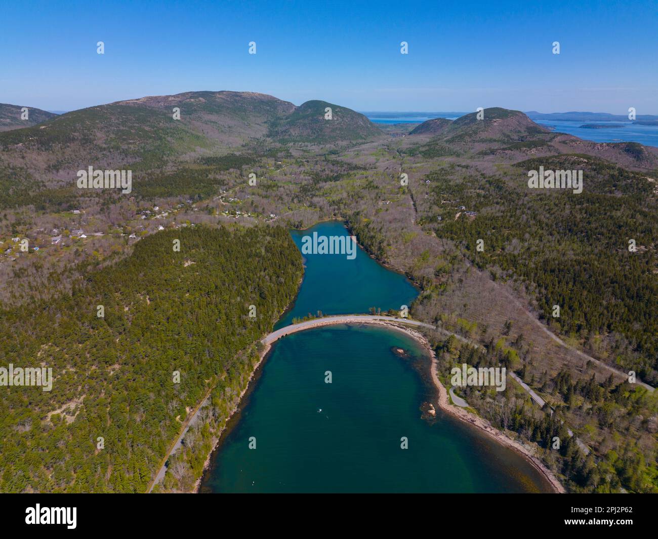 Acadia National Park aerial view including Cadillac Mountain and Otter
