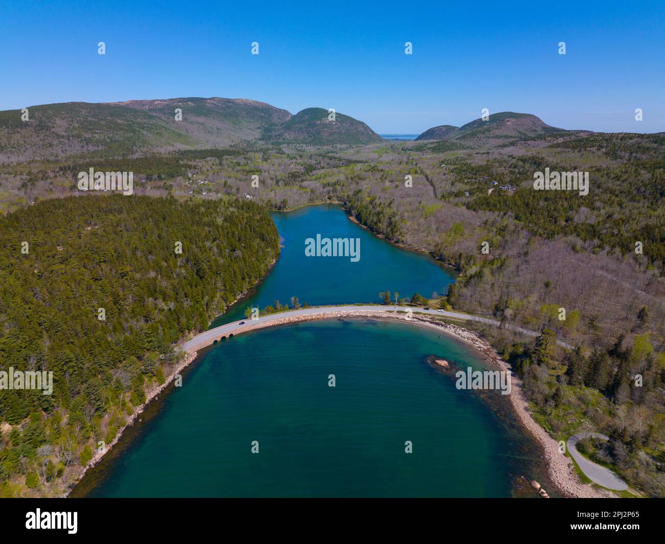 Acadia National Park aerial view including Cadillac Mountain and Otter