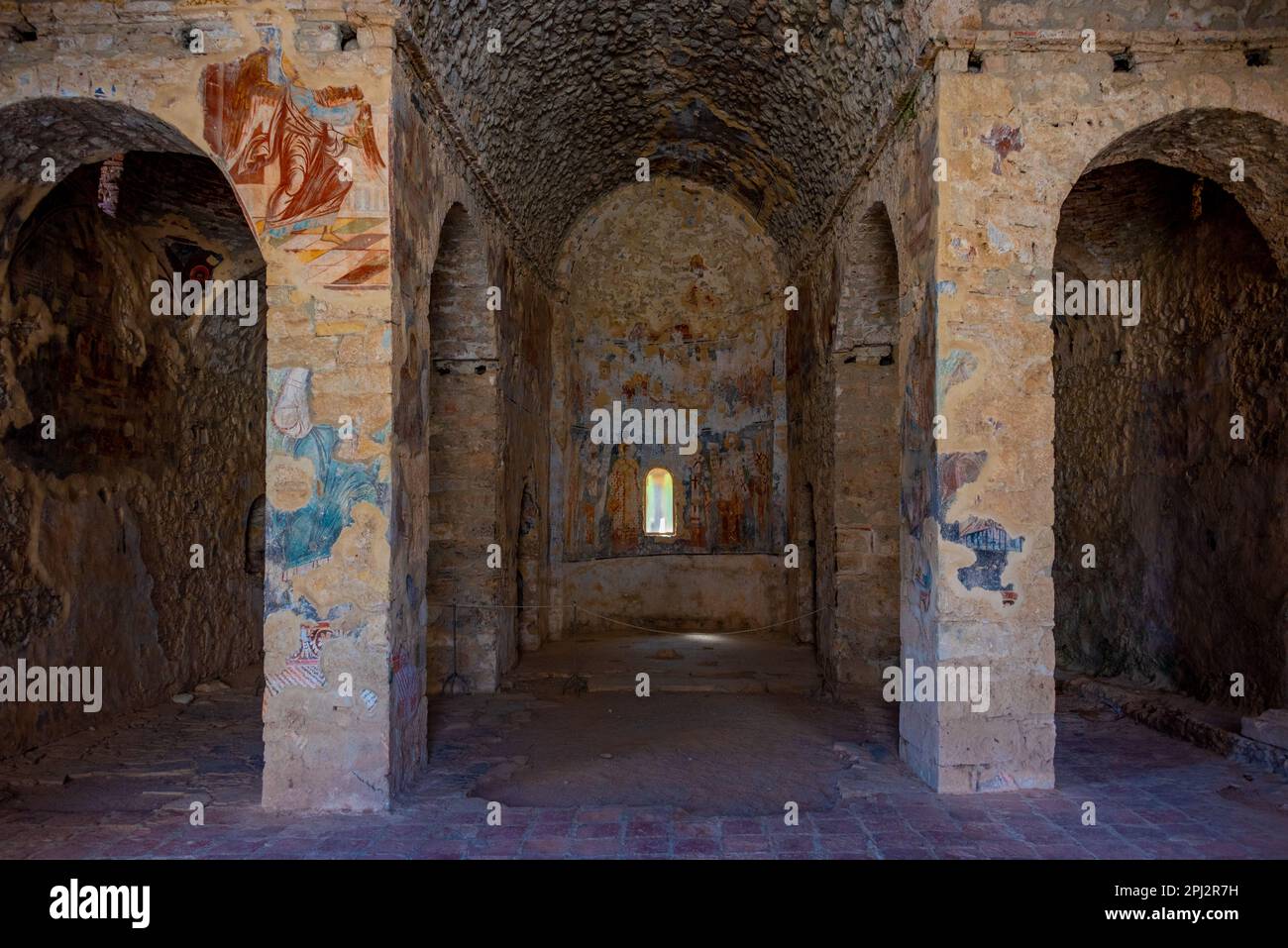 Mystras, Greece, September 7, 2022 Decorated Holy church Saint
