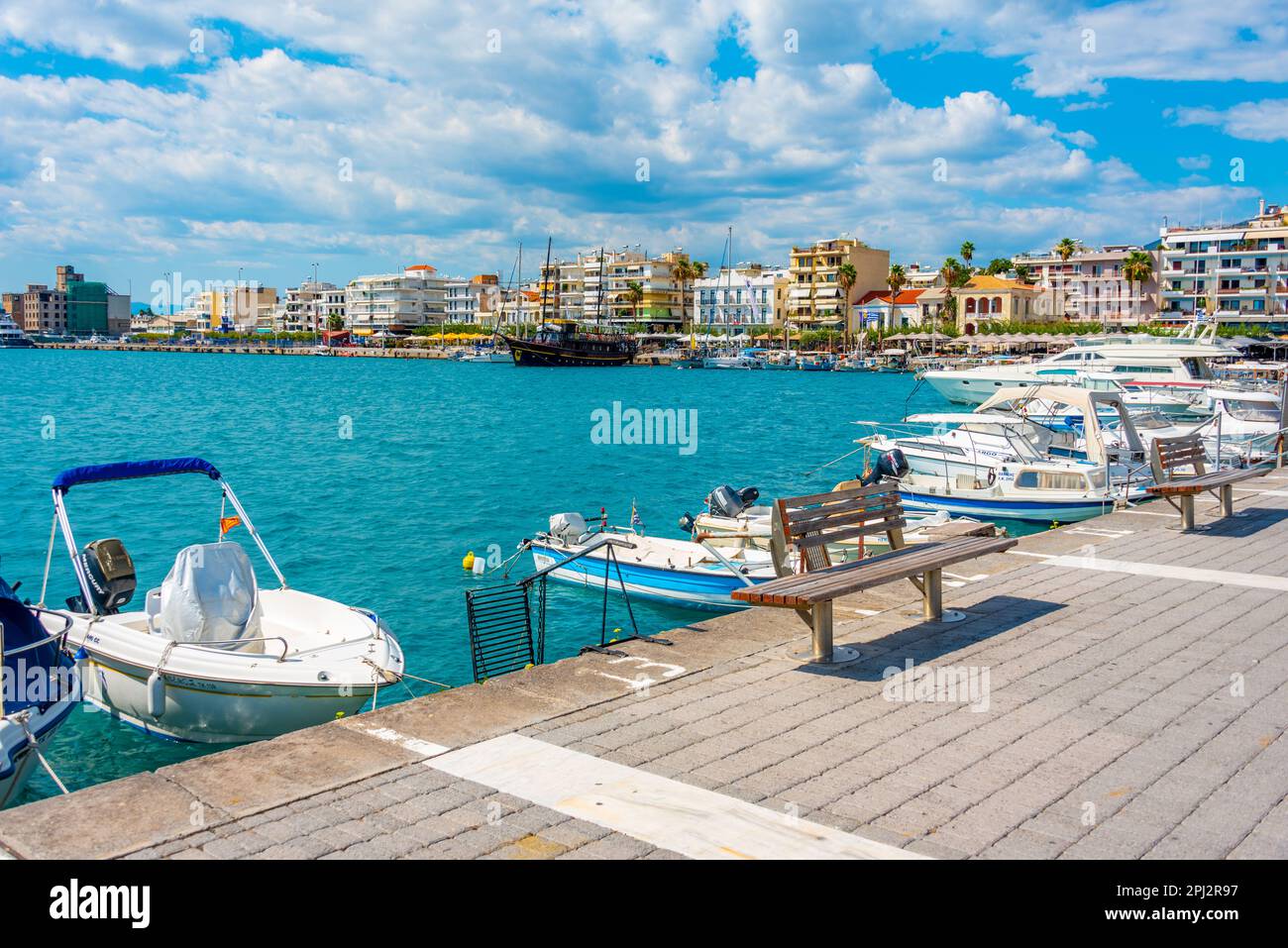 Kalamata, Greece, September 7, 2022 Boats mooring at the port of