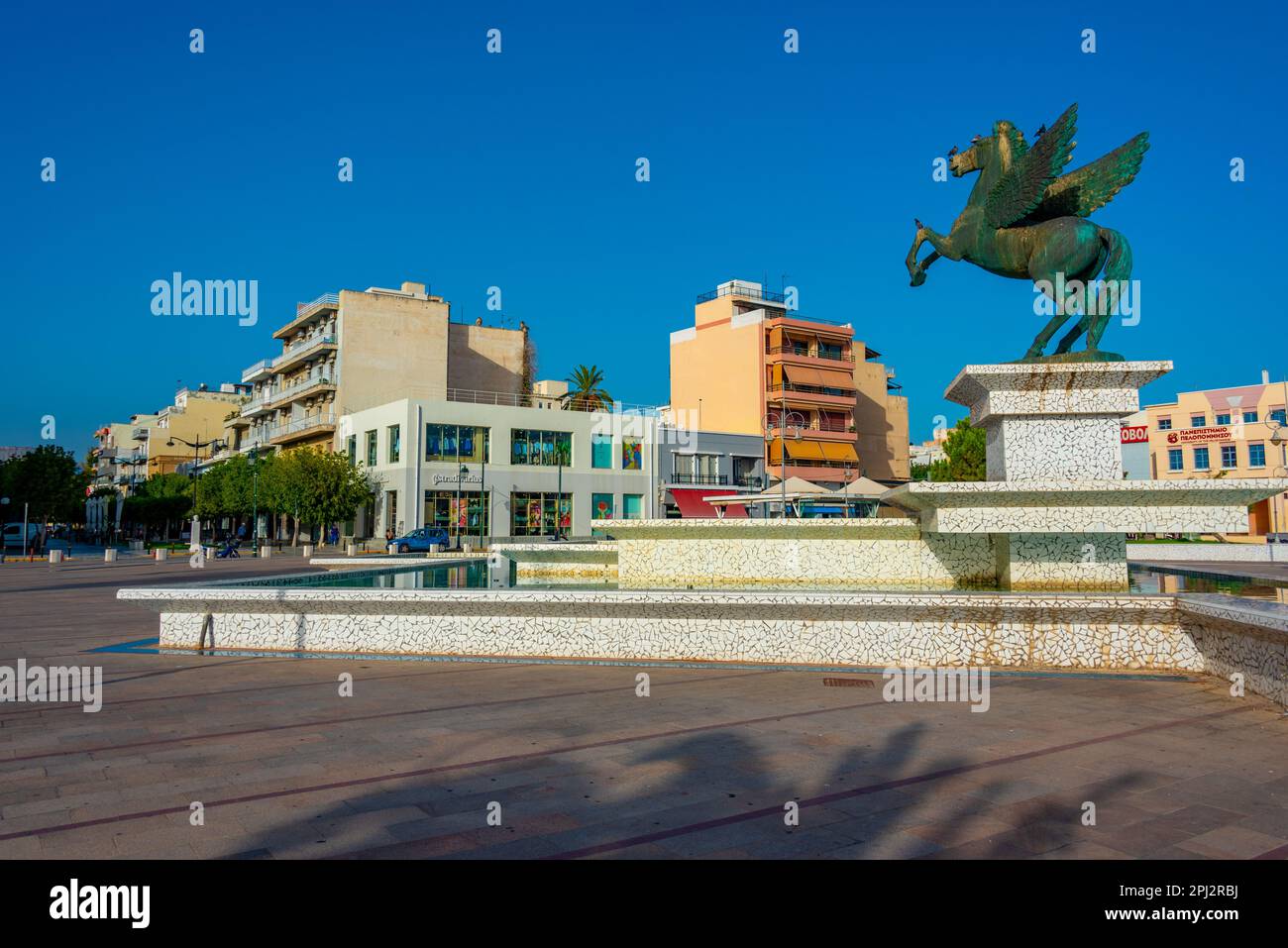 Corinth, Greece, September 10, 2022: Pegasus Statue at Corinth, Greece. Stock Photo