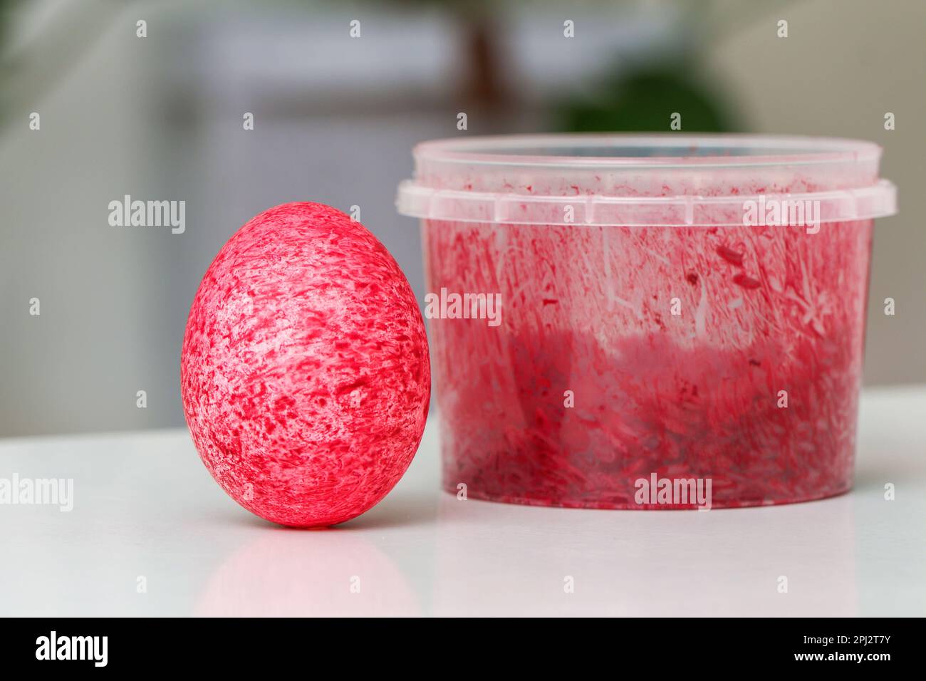 Easter egg colored with dye and rice grains. Unusual ways to decorate