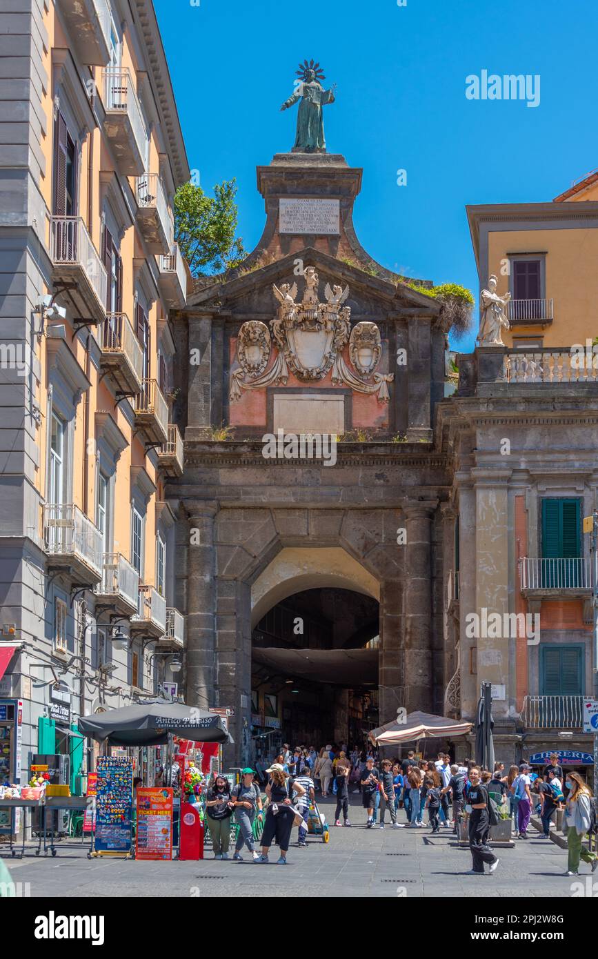 Naples, Italy, May 19, 2022: Piazza Dante in the historical center of ...