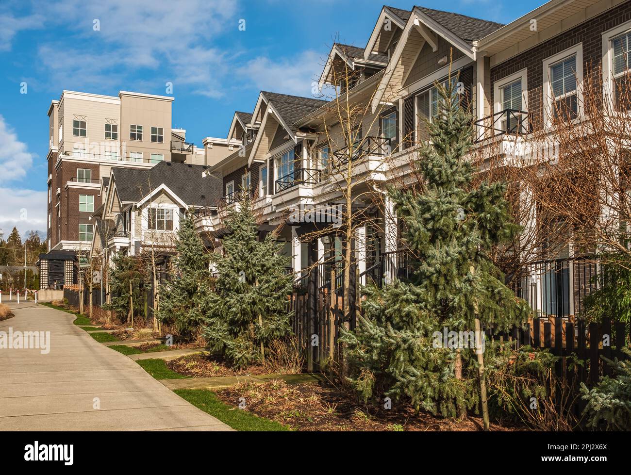 Residential townhouses. Modern apartment buildings in BC Canada. Modern ...