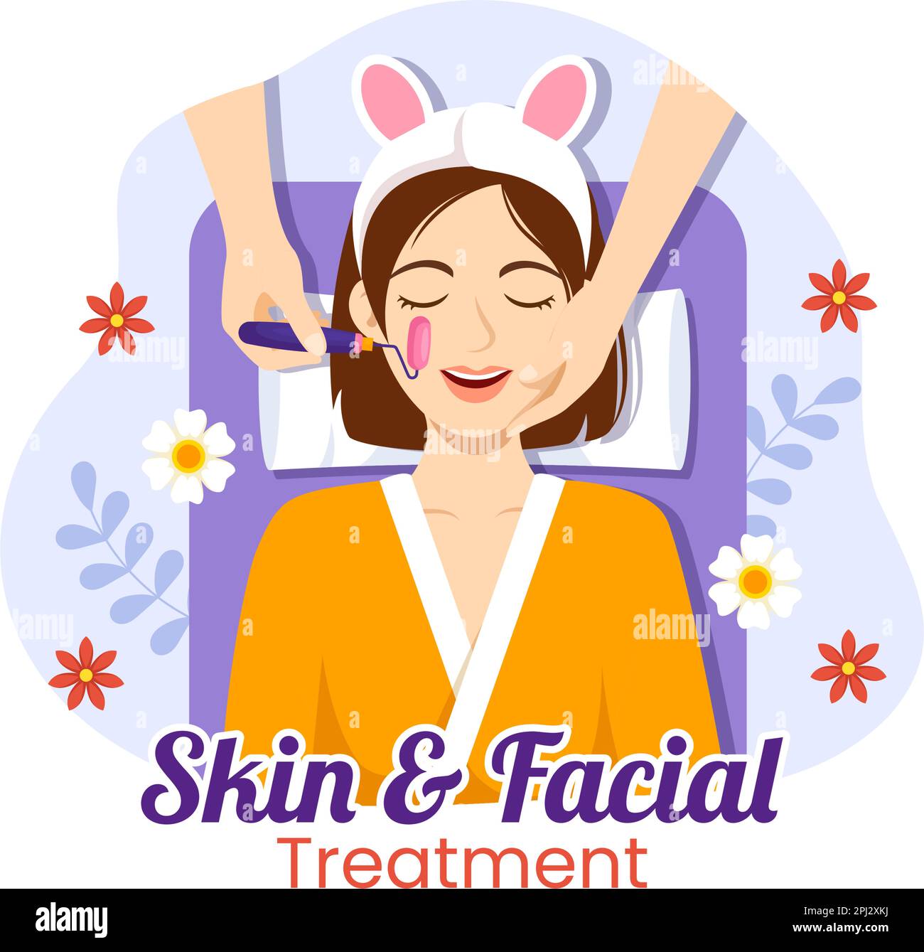 Facial and Skin Treatment Illustration with Women Skin Care, Anti Age