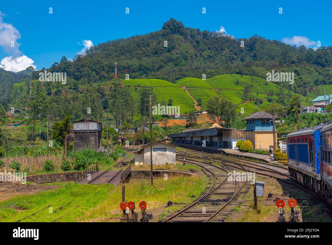 Nuwara Eliya, Sri Lanka, January 30, 2022: Nanu Oya train station at Sri Lanka. Stock Photo