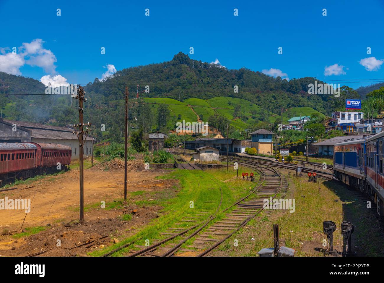 Nuwara Eliya, Sri Lanka, January 30, 2022: Nanu Oya train station at Sri Lanka. Stock Photo