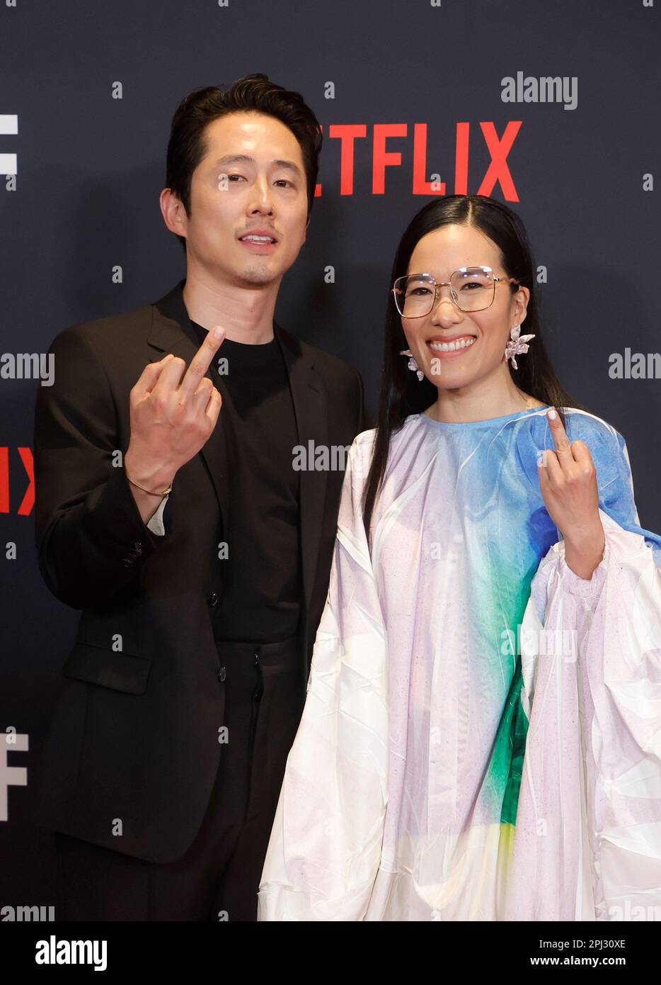 Los Angeles, Ca. 30th Mar, 2023. Steven Yeun and Ali Wong at the LA Premiere of Beef at Tudum screening room in Los Angeles, California on March 30, 2023. Credit: Faye Sadou/Media Punch/Alamy Live News Stock Photo
