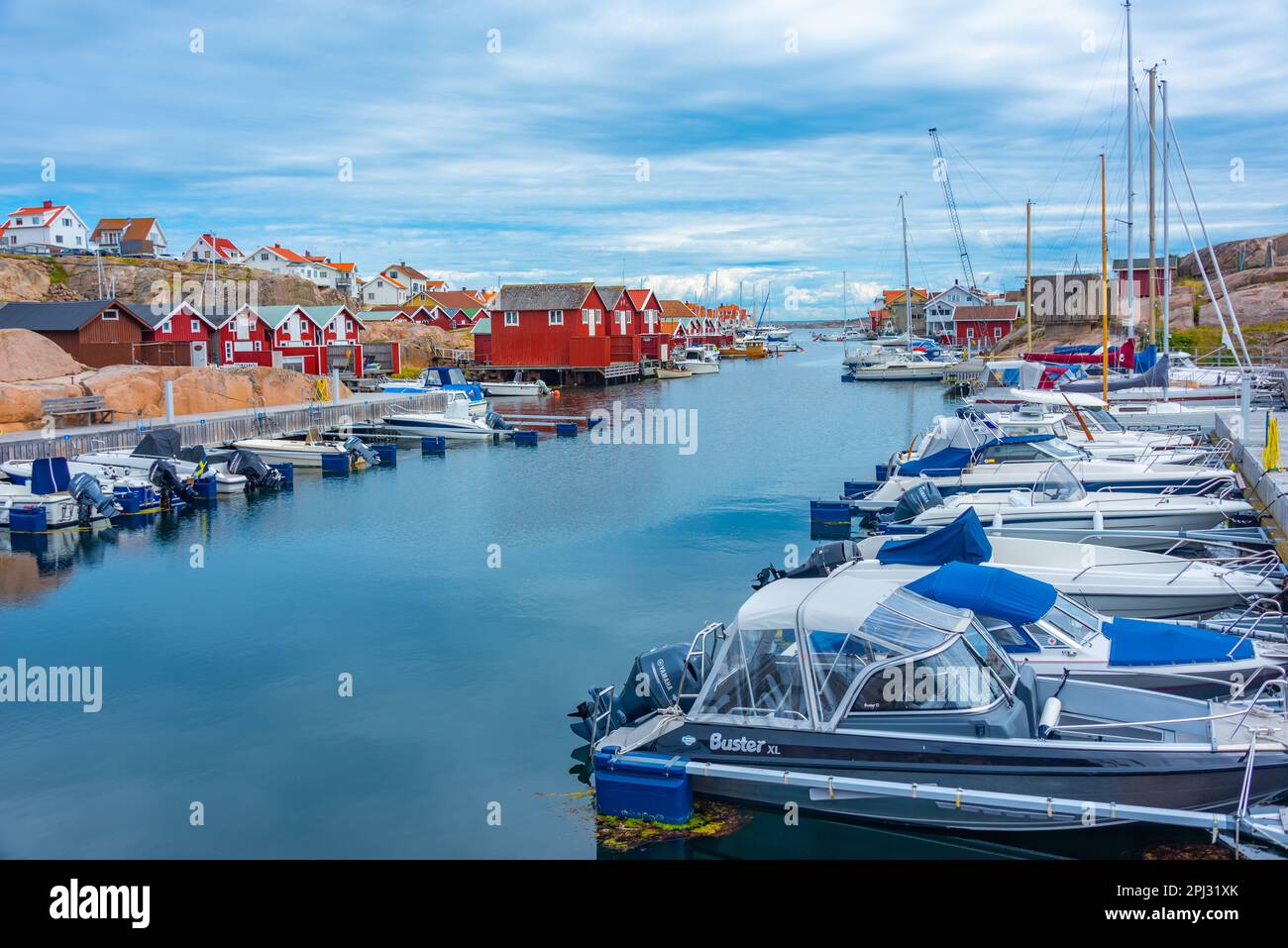 Smgen, Sweden, July 11, 2022: Waterfront promenade at Swedish village ...