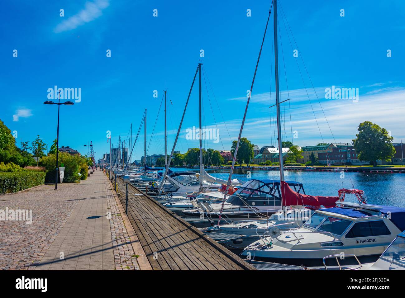 Halmstad, Sweden, July 12, 2022: Marina in Swedish town Halmstad Stock
