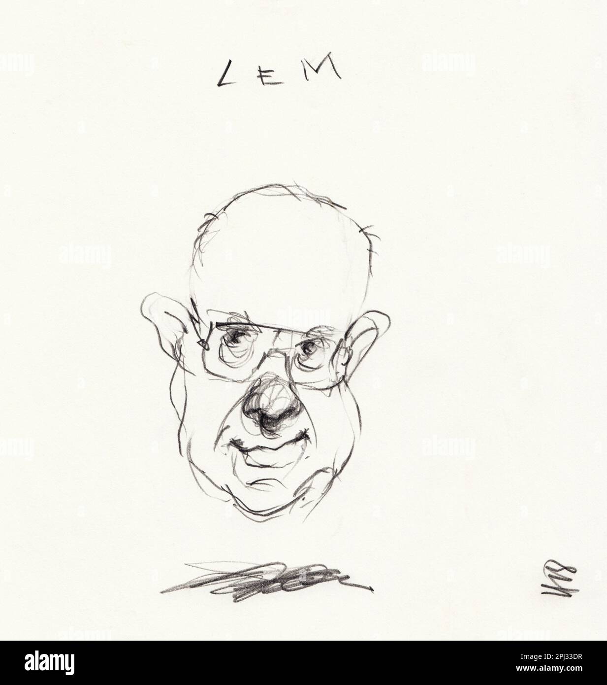 Portrait of Stanislaw Lem Stock Photo