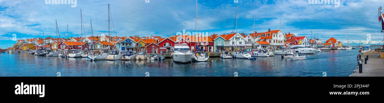 Smögen, Sweden, July 11, 2022: Waterfront promenade at Swedish village Smögen. Stock Photo