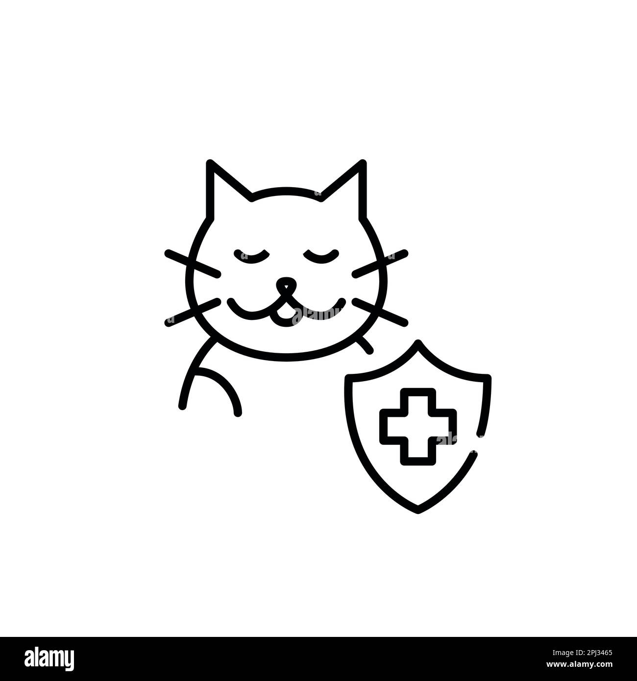 Cat medical insurance. Pet healthcare plan. Pixel perfect, editable stroke icon Stock Vector