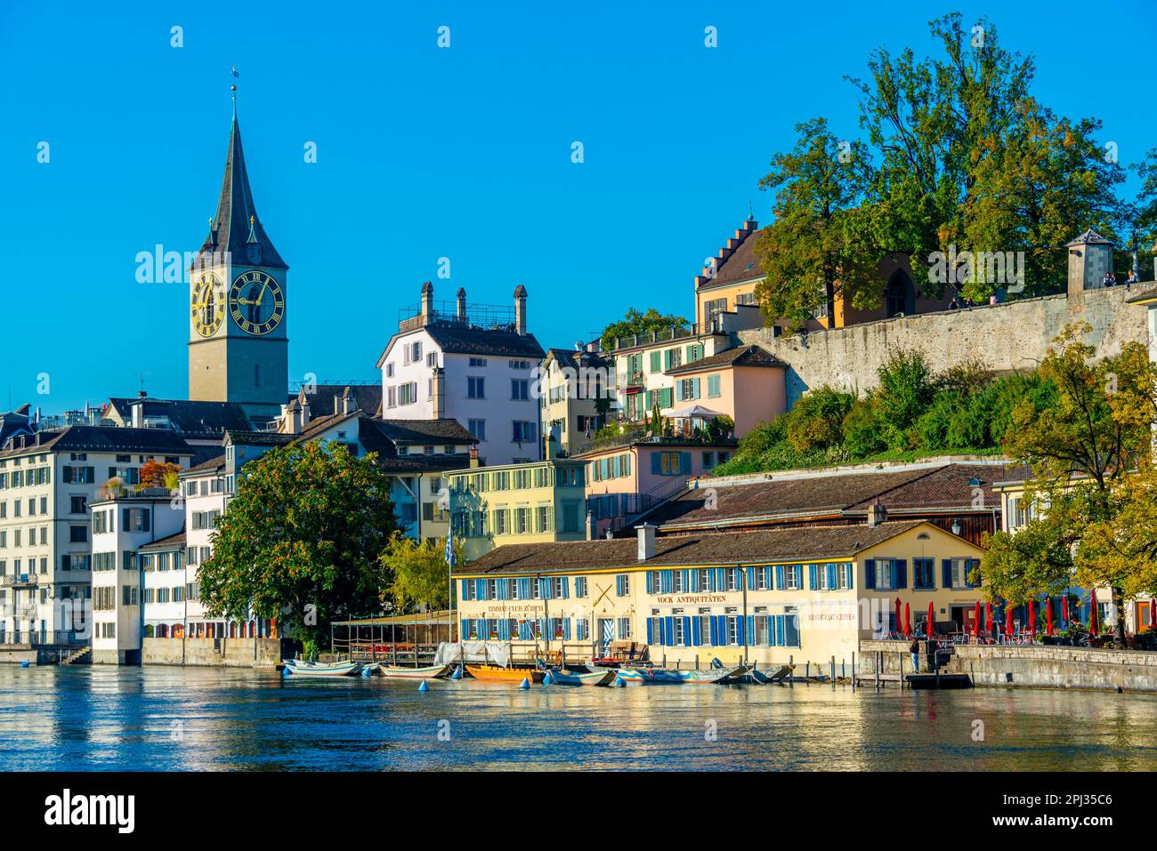 Zuerich, Switzerland, September 22, 2022: Panorama view of Limmat river ...