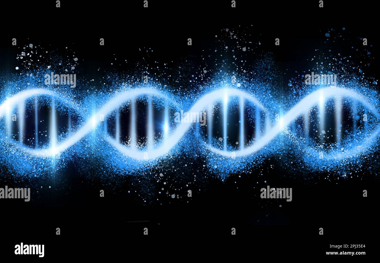 DNA structure, code isolated on black background, science with