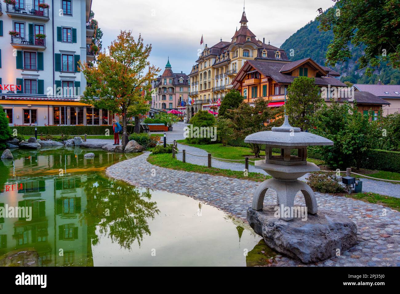 Interlaken, Switzerland, September 23, 2022 Japanese garden in Swiss