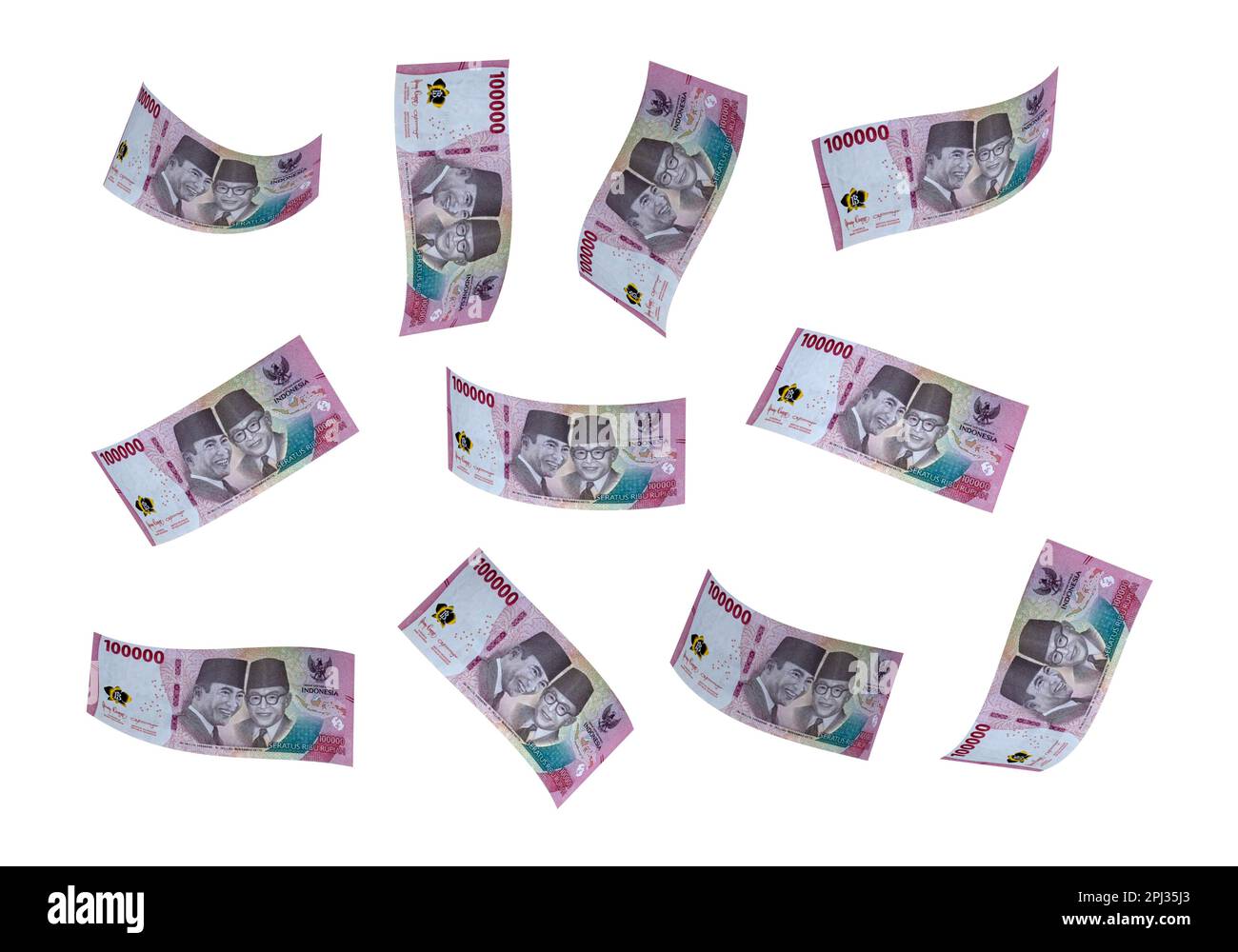 Rupiah indonesia money paper banknote thr white background 3d Stock Photo