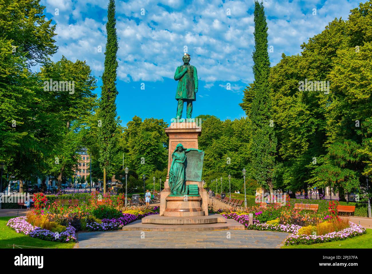Jl Runeberg Helsinki, Finland, July 21, 2022: Statue of JL Runeberg, the national ...
