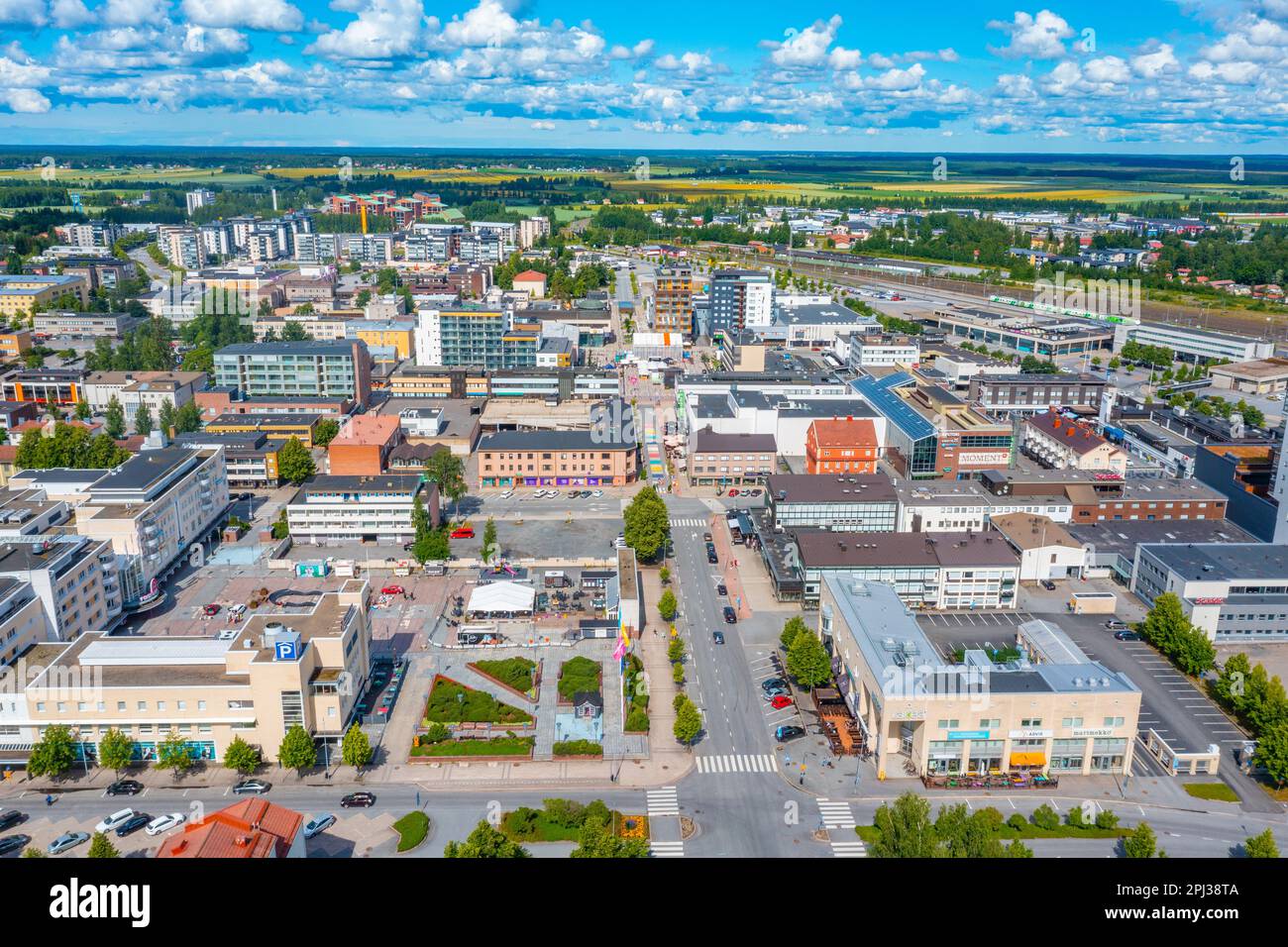 Seinäjoki , Finland, July 24, 2022 Aerial view of Finnish town