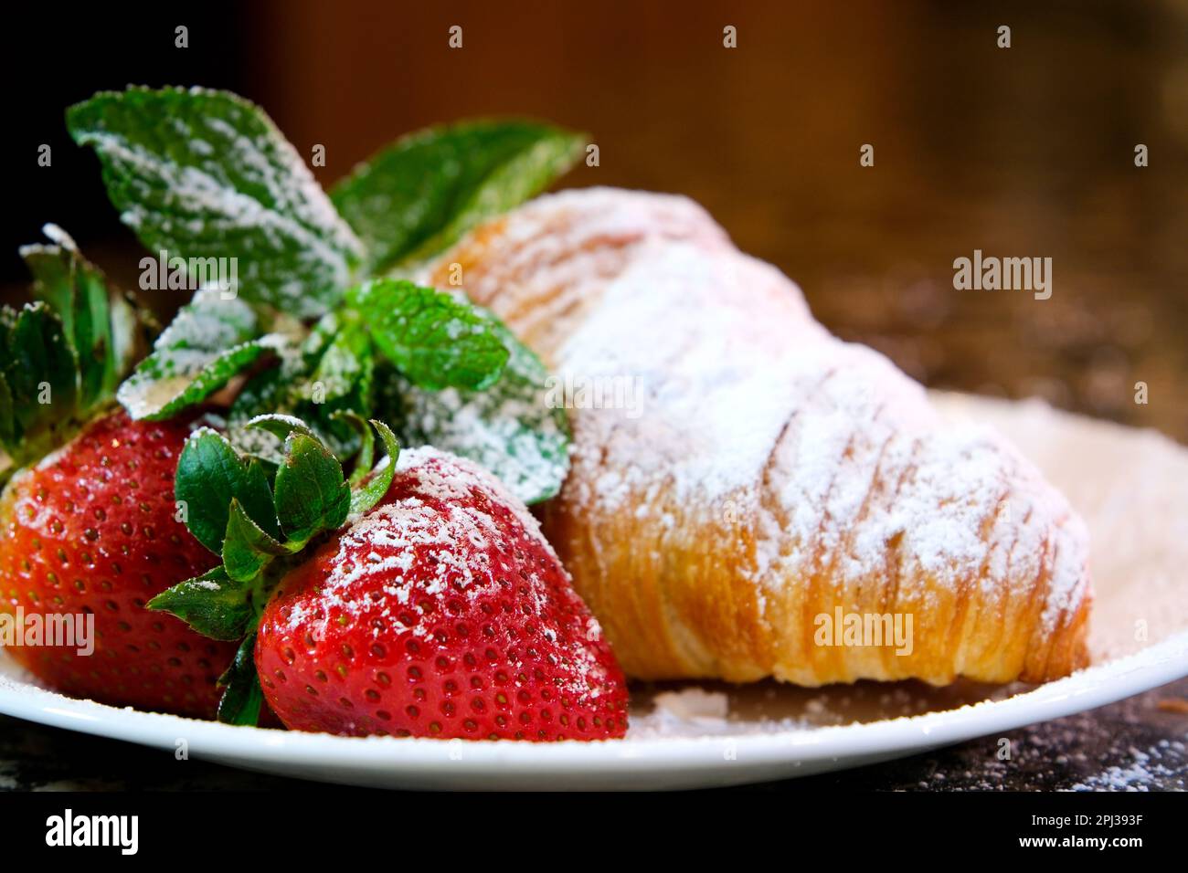 Continental breakfast with fresh croissants, orange juice and coffee, selective focuse. High quality photo Stock Photo