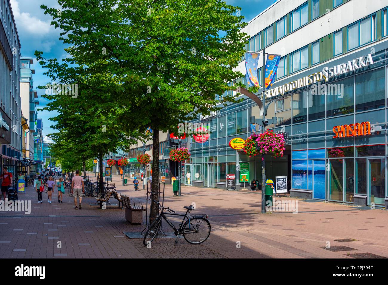 Joensuu, Finland, July 25, 2022: View of a commercial street in Joensuu, Finland.. Stock Photo