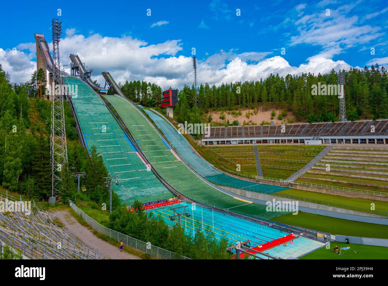 Lahti, Finland, July 27, 2022: Ski jumping stadium in Finnish town ...