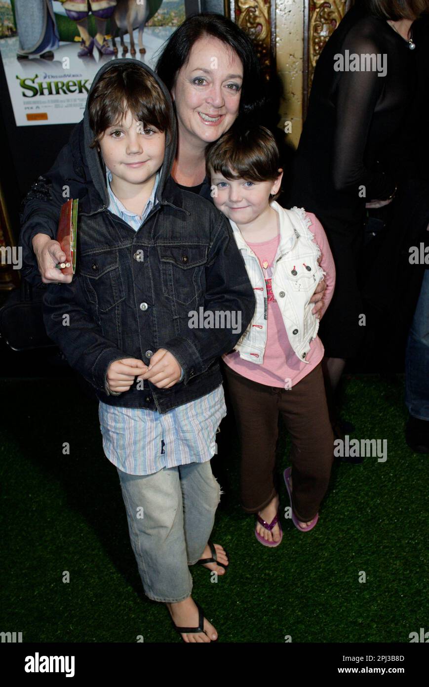 Wendy Harmer and her children at the Australian premiere of Shrek III