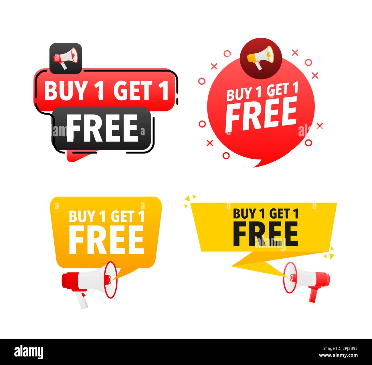 Megaphone label set with text Buy 1 get 1 free. Buy 1 get 1 free ...