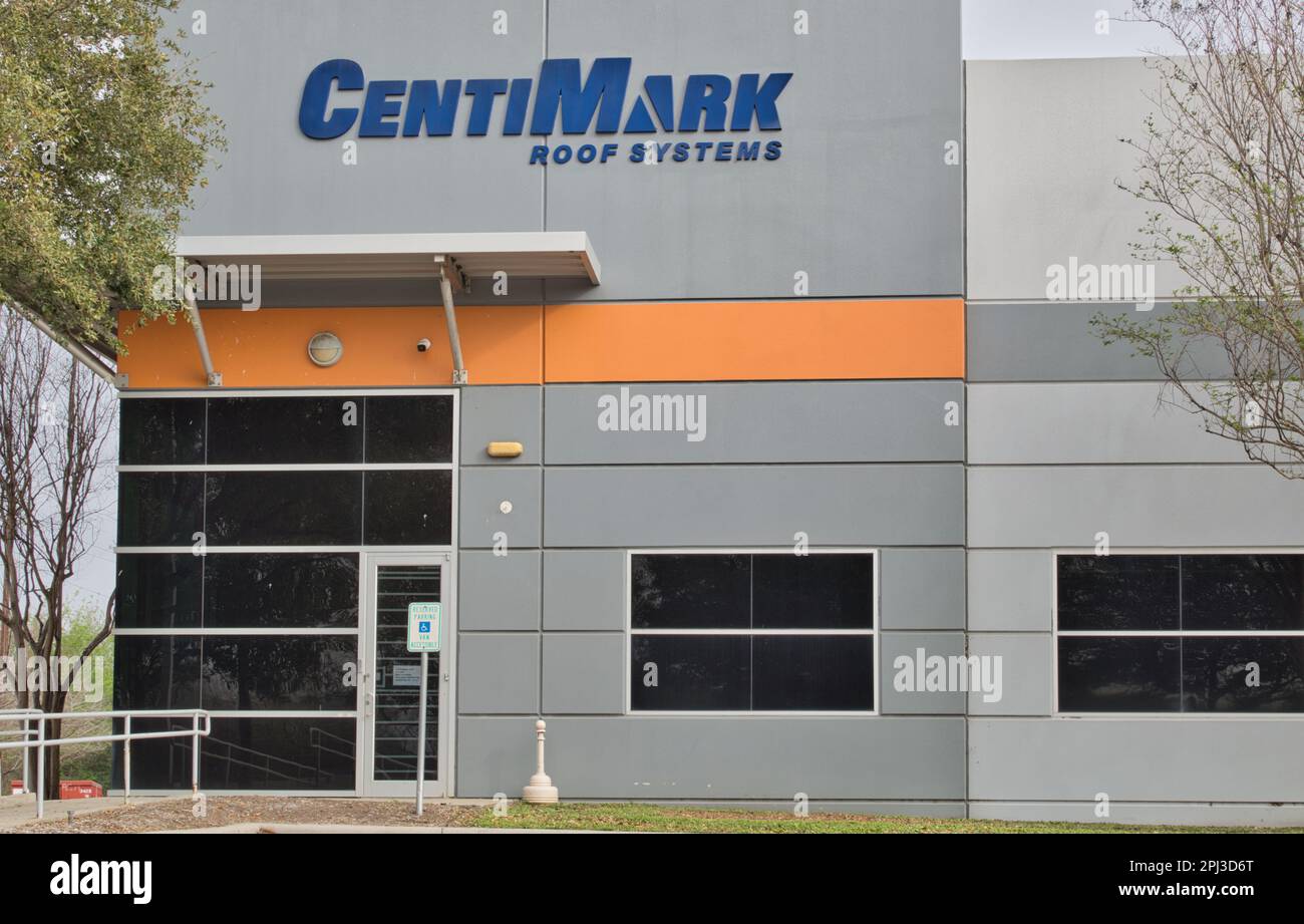 Houston, Texas USA 02-25-2023: CentiMark Roof Systems office building exterior in Houston, TX. American industrial roofing and flooring contractor. Stock Photo