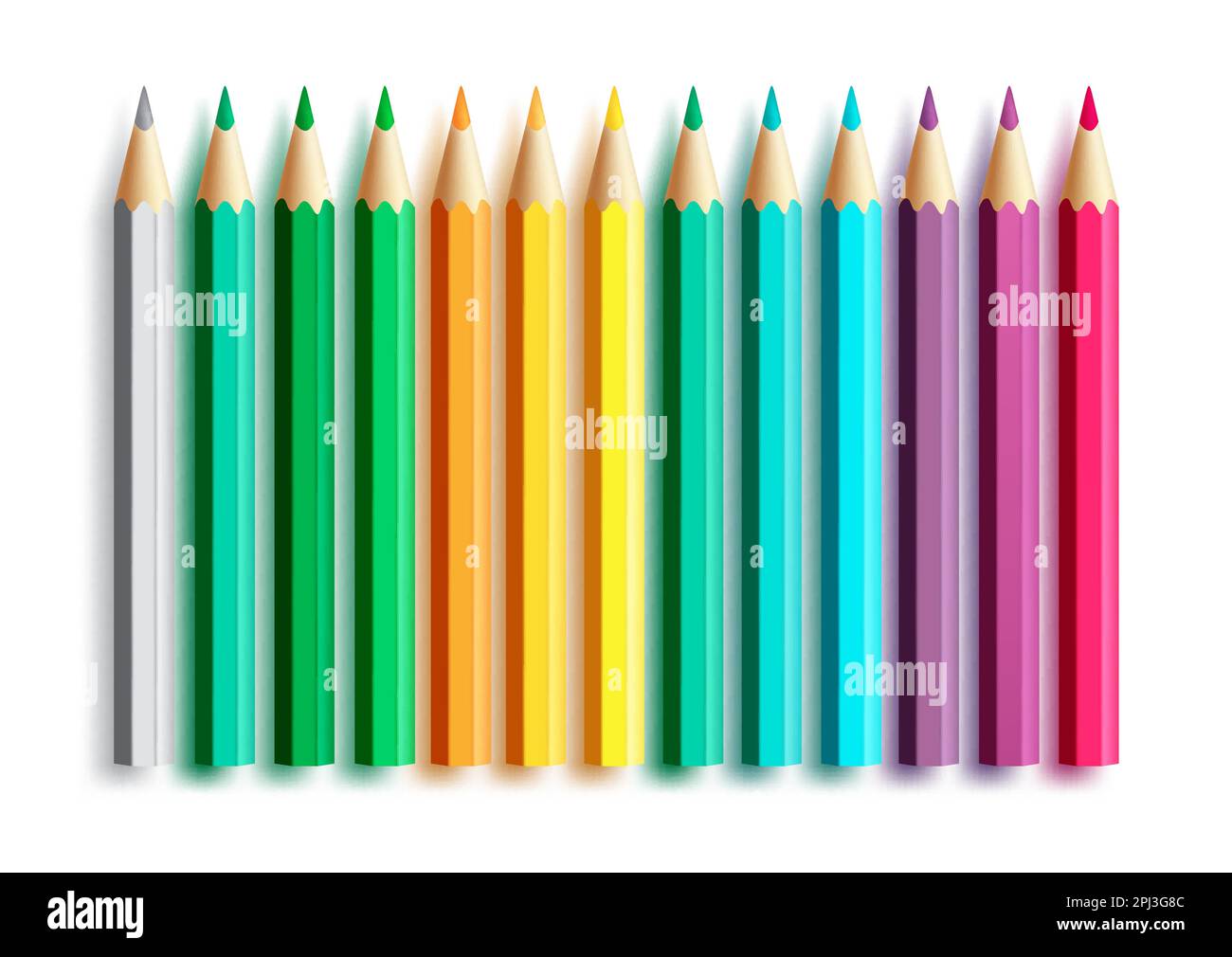 Color pencil vector set design. Color pencil student supplies element isolated for back to school collection. Vector illustration educational tools. Stock Vector