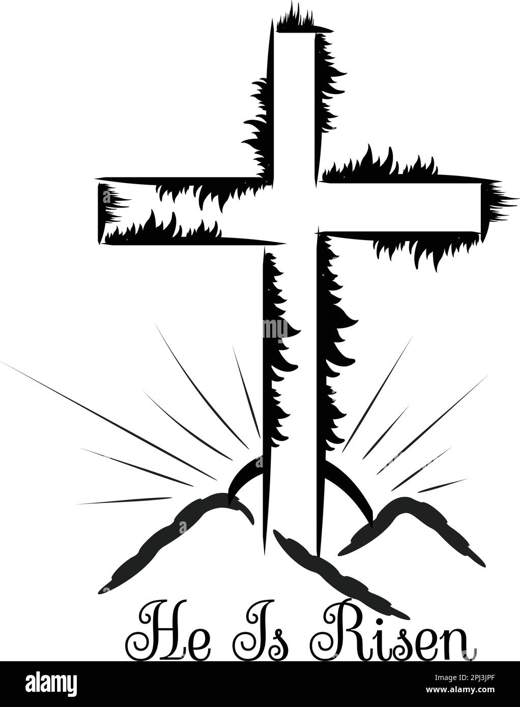 Hand drawn He is Risen indeed calligraphy lettering vector Easter text